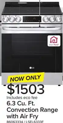 Leon's Lg smudge resistant stainless steel smart wi-fi enabled fan convection electric slide-in range with air fry & easyclean (6.3 offer