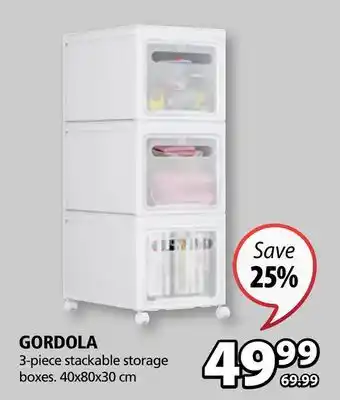 JYSK Gordola 3-piece stackable storage boxes offer