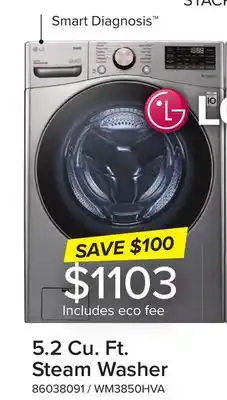 Leon's Lg graphite steel front load steam washer with ai dd (5.2 cu. ft) - wm3850hva offer