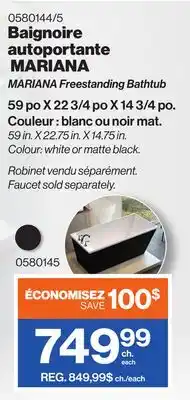 Patrick Morin Mariana freestanding bathtub offer