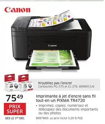 The Source Imprimante à jet d'encre sans fil tout-en-un pixma tr4720 canon offer