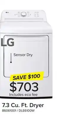 Leon's Lg white rear control energy star dryer with sensor dry (7.3 cu. ft) - dle6100w offer