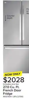 Leon's Lg stainless steel french door smart counter-depth max refrigerator (27 cu. ft.) - lrflc2706s offer