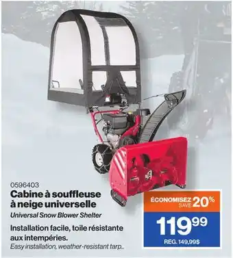 Patrick Morin Universal snow blower shelter offer