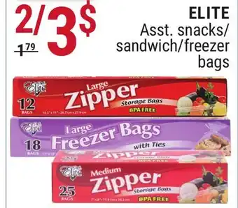 Rossy Elite asst. snacks/ sandwich/freezer bags offer