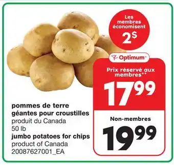 Wholesale Club Pommes de terre géantes pour croustilles, 50 lb offer