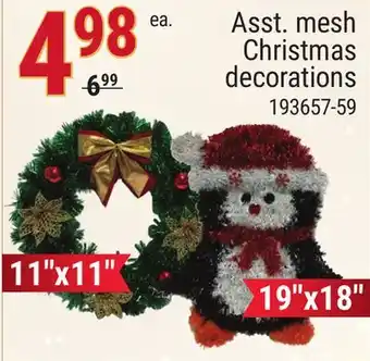 Rossy Asst. mesh christmas decorations offer
