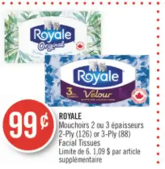 Pharmaprix Royale 2-ply (126) or 3-ply (88) facial tissues offer