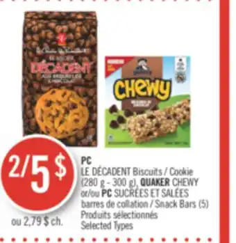 Pharmaprix Pc cookie (280 g - 300 g), quaker chewy or snack bars (5) offer
