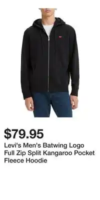 Mark's Levi's men's batwing logo full zip split kangaroo pocket fleece hoodie offer