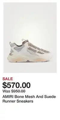 Holt Renfrew Amiri bone mesh and suede runner sneakers offer