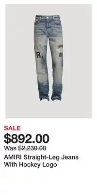 Holt Renfrew Amiri straight-leg jeans with hockey logo offer