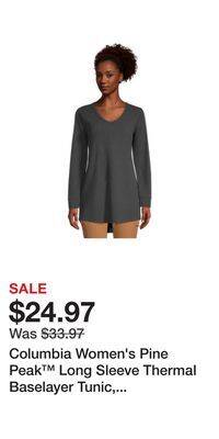 Sport Chek Columbia women's pine peak long sleeve thermal baselayer tunic, relaxed fit offer