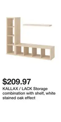 IKEA Kallax / lack storage combination with shelf, white stained oak effect offer