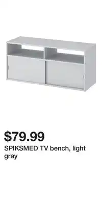 IKEA Spiksmed tv bench, light gray offer