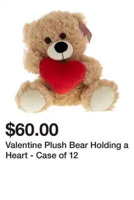 Dollarama Valentine plush bear holding a heart - case of 12 offer