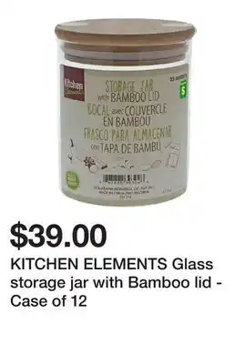 Dollarama Kitchen elements glass storage jar with bamboo lid - case of 12 offer