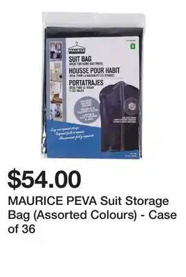 Dollarama Maurice peva suit storage bag (assorted colours) - case of 36 offer