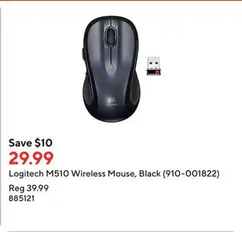 Staples Logitech m510 wireless mouse, black (910-001822) offer