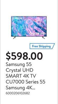 Walmart Samsung 55 crystal uhd smart 4k tv cu7000 series 55 samsung 4k smart tv offer