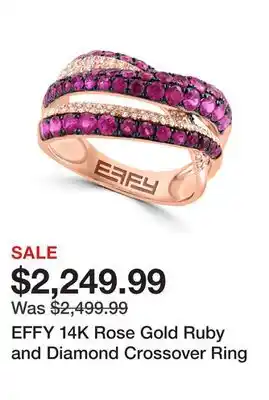 TSC Stores Effy 14k rose gold ruby and diamond crossover ring offer
