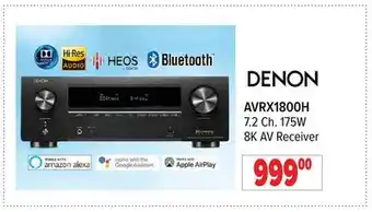 2001 Audio Video Denon 7.2 ch. 175w 8k av receiver offer