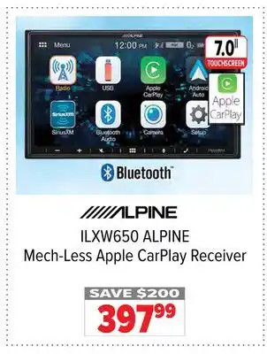 2001 Audio Video Alpine mech-less apple carplay receiver offer