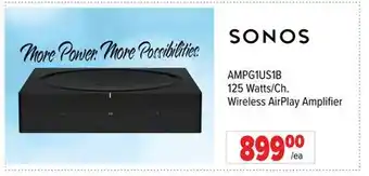 2001 Audio Video Sonos 125 watts/ch. wireless airplay amplifier offer