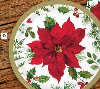 Party City Christmas posh poinsettia lunch plates, 7-in, 8-pk offer