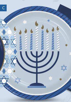 Party City Hanukkah celebration lunch paper plates, 7-in, 8-pk offer