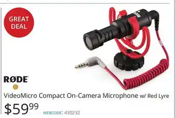 Vistek Rode videomicro compact on-camera microphone w/red lyre offer