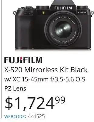 Vistek Fujifilm x mirrorless kit black w/xc 15-45mm f/3.5-5.6 ois pz lens offer