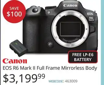 Vistek Canon eos r6 mark ii full frame mirrorless body offer