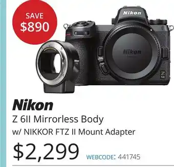 Vistek Nikon mirrorless body w/nikkor ftz ii mount adapter offer