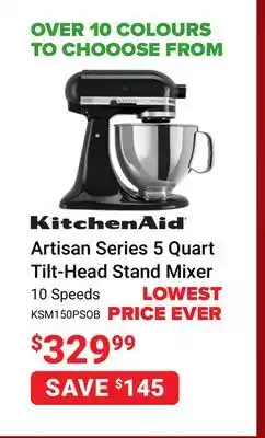 Visions Electronics Kitchenaid artisan series 5 quart tilt-head stand mixer offer