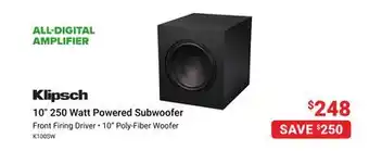 Visions Electronics Klipsch 10 250 watt powered subwoofer offer