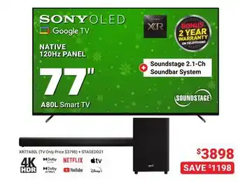 Visions Electronics Sony oled native 120hz panel 77 smart tv offer