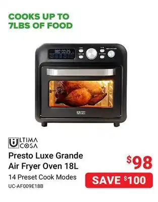 Visions Electronics Ultima cosa presto luxe grande air fryer oven 18l offer