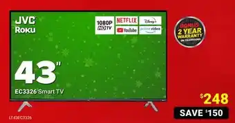 Visions Electronics Jvc ec3326 smart tv 43 offer