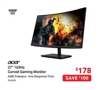 Visions Electronics Acer 27 165hz curved gaming monitor offer