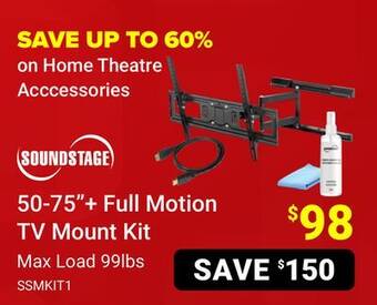 Visions Electronics Soundstage 50-75 + full motion tv mount kit offer