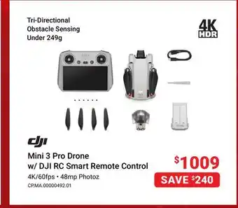Visions Electronics Dji mini 3 pro drone w/ dji rc smart remote control offer