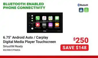Visions Electronics Boss 6.75 android auto / carplay digital media player touchscreen offer