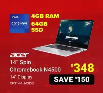Visions Electronics Acer 14 spin chromebook n4500 offer