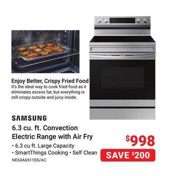 Visions Electronics Samsung 6.3 cu. ft. convection electric range with air fry offer