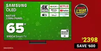 Visions Electronics Samsung oled 65 native 120hz panel s90ca smart tv offer