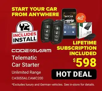 Visions Electronics Codealarm telematic car starter offer