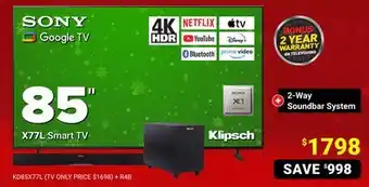 Visions Electronics Sony 85 x77l smart tv offer