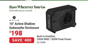 Visions Electronics Exile audio 10 active shallow subwoofer enclosure offer