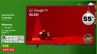 Visions Electronics Hisense google tv qled 55 u68k 4k hdr smart tv offer